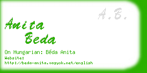 anita beda business card
