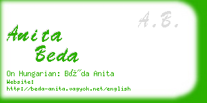 anita beda business card